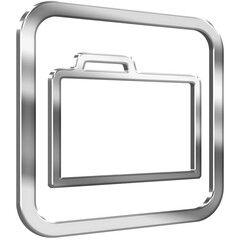 Folder 3D icon with silver metallic effect