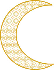 Crescent Moon with Pattern, Islamic Moon Ramadan Vector