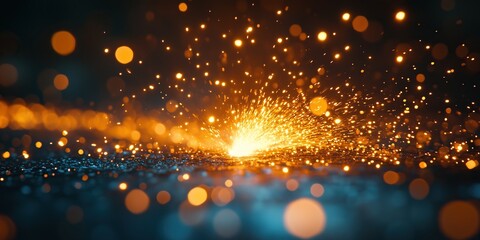 Obraz premium Fascinating bokeh graphic wallpaper with golden particles