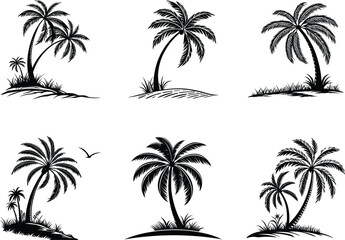 Naklejka premium Palm Tree Silhouette, Vector Design
