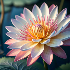 Stunning Pink & White Water Lily Flower