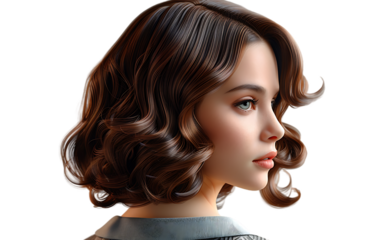 Elegant Woman with Vintage Waves Hairstyle Classic Beauty Retro Fashion 1940s Glamour Hollywood Style