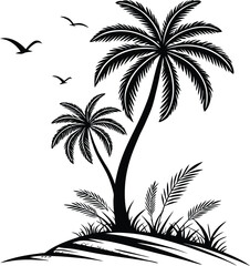 Fototapeta premium Palm Tree Silhouette, Vector Design