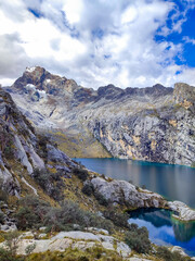 Fototapeta premium Hike up to lake Churup close to Huaraz, Peru, South America
