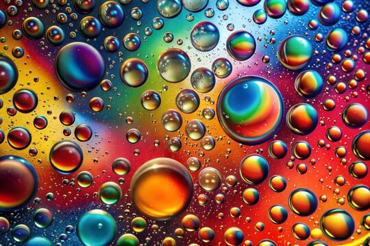 Vibrant Abstract of Oil and Water Bubbles