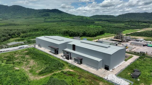 Oil Palm EFB Pulp and Paper Plant: Aerial View of Sustainable Production Facility