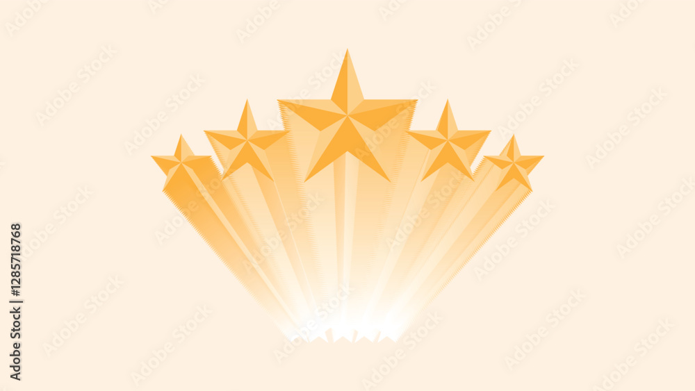 Poster golden five stars rating for customer evaluation review of quality and good rate after use product a
