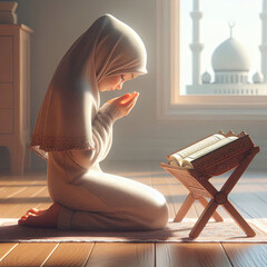 Young Muslim Girl Praying for God