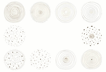 nine circles, each with a unique design and varying in size and complexity.