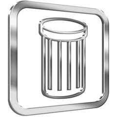 Trash Can 3D icon with silver metallic effect