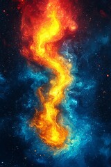 A picture of a fire and water in the middle of a nebula