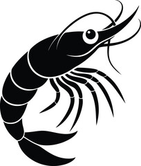 Silhouette of shrimp vector style illustration on white background. 