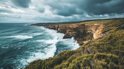Fototapeta premium Coastal Cliffside Stormy View