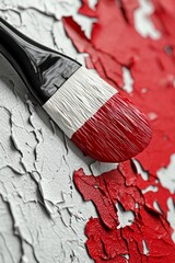 Fototapeta premium A paint brush sitting on top of a red paint splatter
