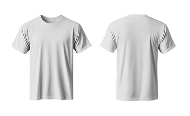 Blank Short sleeve t shirt mockup, white T-shirt front and back view, mock up design template isolated on transparent background