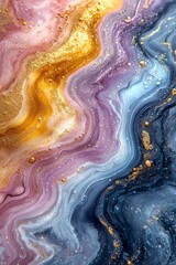 Obraz premium A close up of a pink, blue and gold marble background