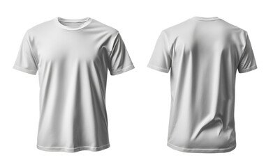 Blank Short sleeve t shirt mockup, white T-shirt front and back view, mock up design template isolated on transparent background