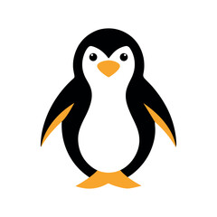 Fototapeta premium Penguin vector logo, cute black and white bird illustration, simple animal icon, wildlife mascot design, minimalistic penguin symbol, Arctic nature graphic, adorable cartoon character