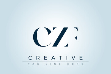 CZF abstract letter logo design. This logo is designed by three abstract letters. 