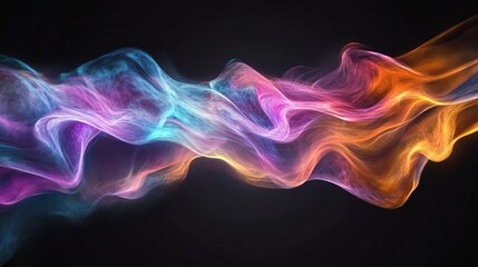 Obraz premium A black backdrop with glowing, unpredictable waves of color.