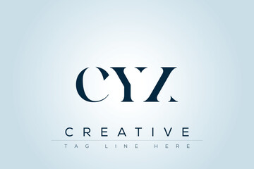 CYX abstract letter logo design. This logo is designed by three abstract letters. 
