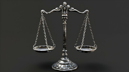 Antique silver scales symbolizing justice, displayed against a dark background, highlighting balance