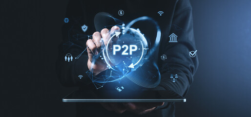 Digital P2P payment technology with holographic interface.