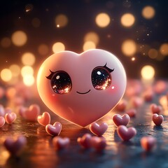 A charming cartoon heart shows its affection to the viewer