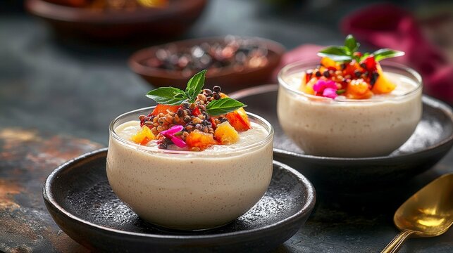 Creamy malian degue dessert west africa culinary delight vibrant kitchen close-up traditional recipe