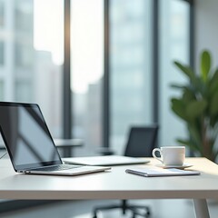 Fototapeta premium office desk with laptop