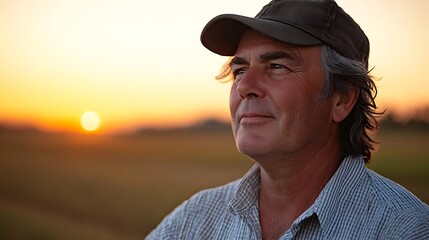 A thoughtful man wearing a cap looks towards the sunlight