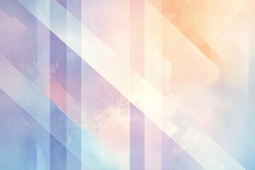 A light and airy abstract background featuring layered geometric patterns in pastel hues, including soft blues, peaches, and lavenders. The design includes subtle line art overlay.