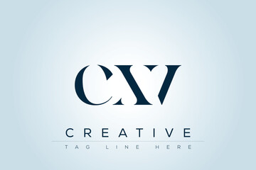 CXV abstract letter logo design. This logo is designed by three abstract letters. 