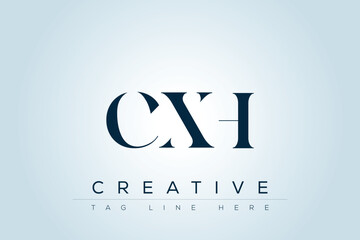CXH abstract letter logo design. This logo is designed by three abstract letters. 