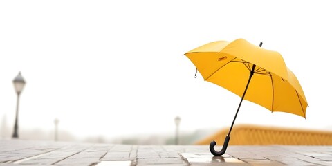 A umbrella on a city street with a blurred background