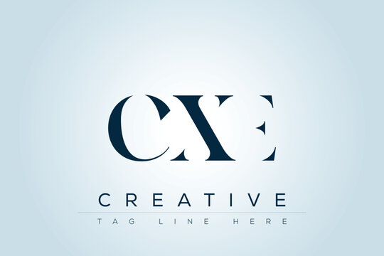 CXE abstract letter logo design. This logo is designed by three abstract letters. 