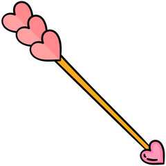 cupid arrow of love include heart arrowhead and fletching filled outline style