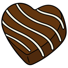 heart candy chocolate drizzle white frosting or icing filled outline style