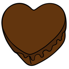 heart candy chocolate drizzled with luscious oozing chocolate filled outline style