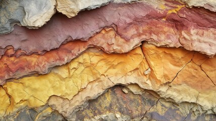 Naklejka premium Colorful earth texture background with layers of natural rock and soil in shades of brown