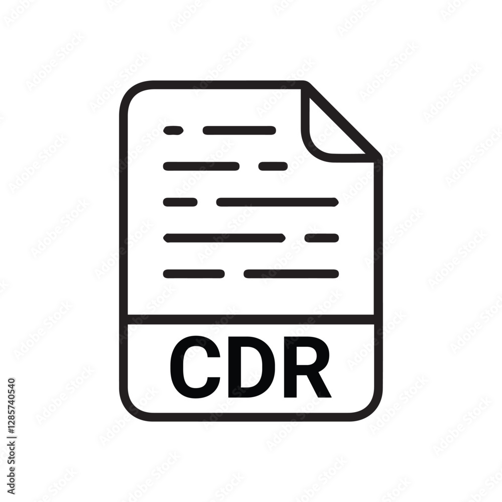 Poster cdr file icon set. cdr file type symbol. file cdr format icon in black filled and outlined style iso
