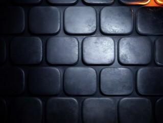 Obraz premium Dark moody texture square tiles glowing orange light. AI Generated