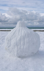 BATUMI, GEORGIA - FEBRUARY 19: snowy khinkali
