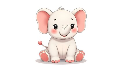 Cartoon baby elephant's warm companionship