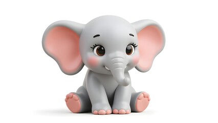 Cartoon baby elephant's warm companionship