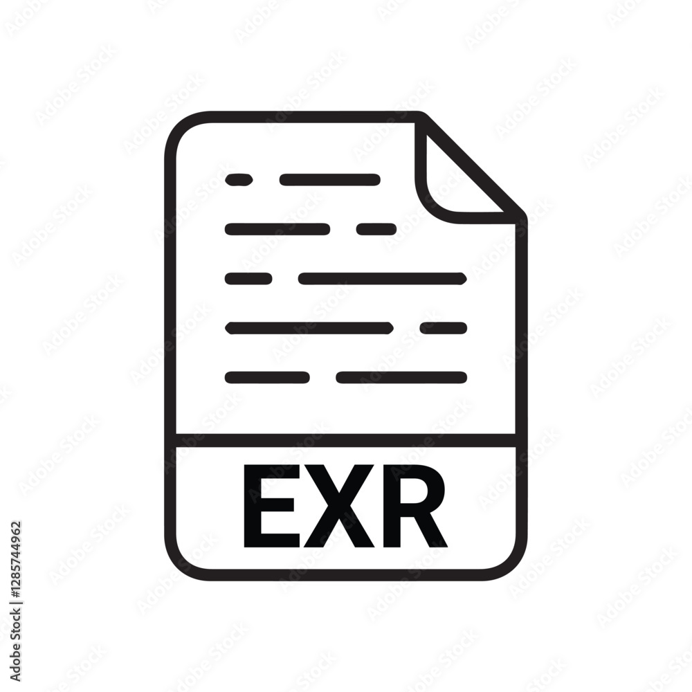 Poster exr file icon set. exr file type symbol. file exr format icon in black filled and outlined style iso