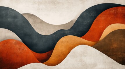 Obraz premium Abstract image showing a landscape with curved shapes and various colors