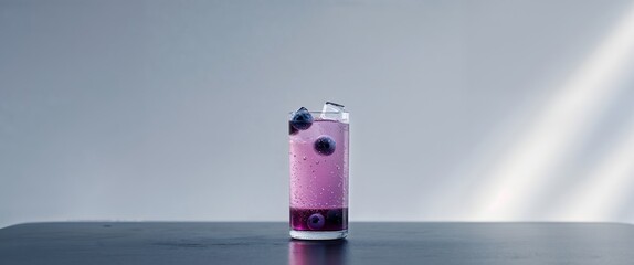 Refreshing Blueberry Fizz Drinks on Dark Table