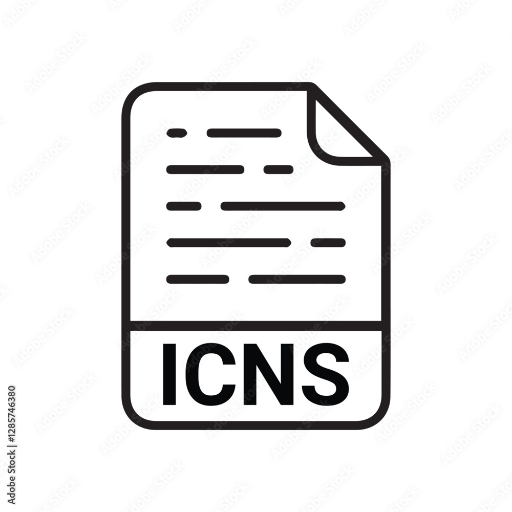 Poster icns file icon set. icns file type symbol. file icns format icon in black filled and outlined style 
