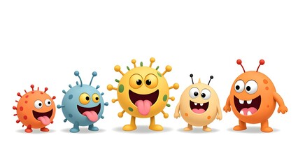 Obraz premium Happy cartoon virus family
